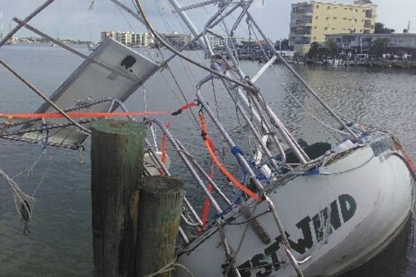 boat damaged by hurricane irma in florida